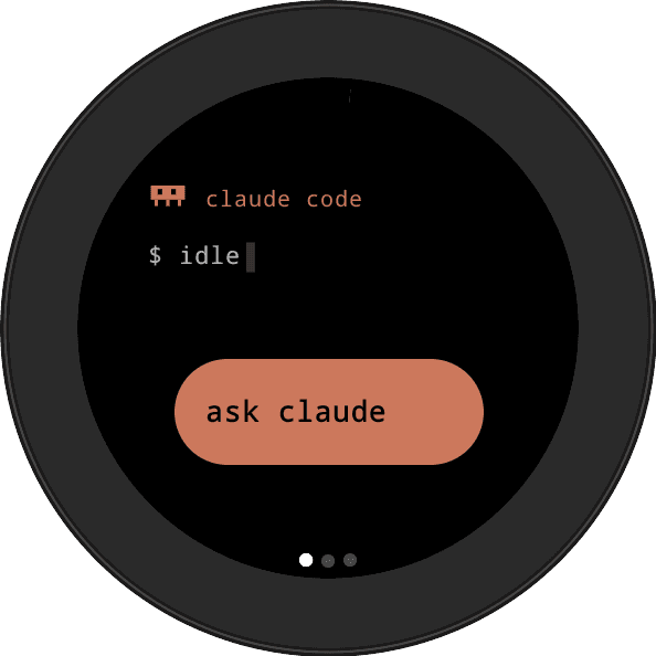 The real CCWEAROS command screen on the watch